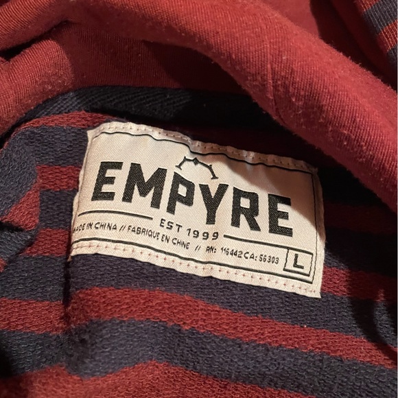 ⚡️Empyre Maroon Striped Pullover Hoodie US L ⚡️ - Picture 6 of 6